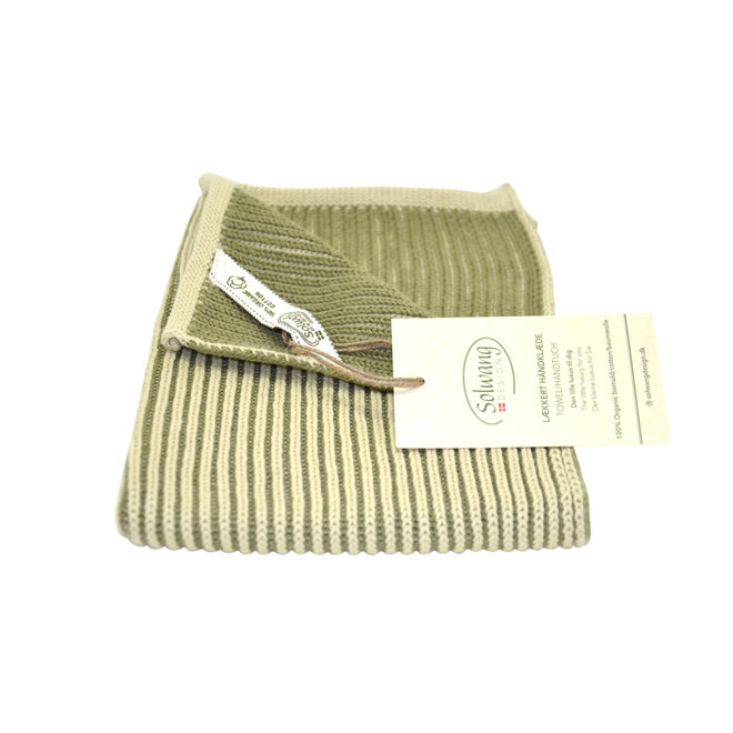 Gebreide handdoek Ribrib  Olive Shades