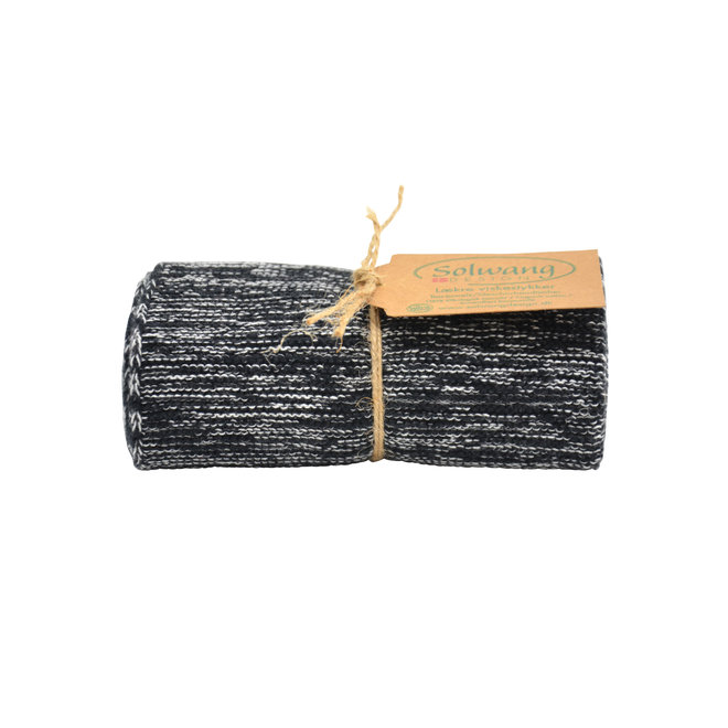 Gebreide handdoek Black/nature mix