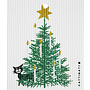 Vaatdoek Kerstboom met kat