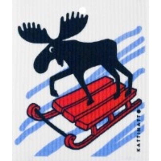 Dishcloth Moose on sled