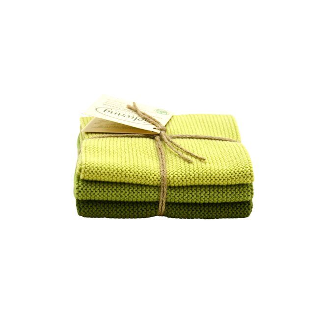 Set knitted dishcloths Moss Green Combi