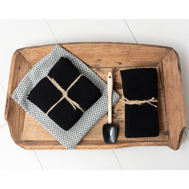 Gebreide handdoek Black (H99)