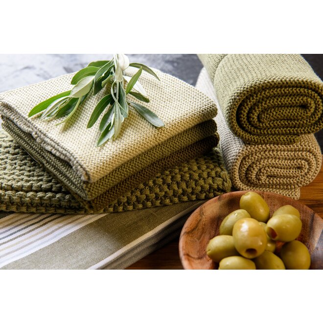 Tea towel Multi olive/nature