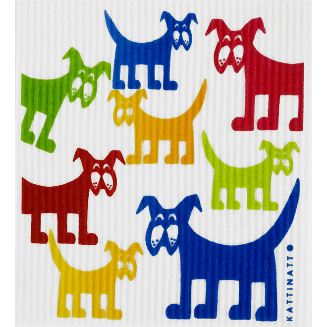 Dishcloth Team of Colorful Dogs
