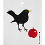 Dishcloth Black Bird with red apple