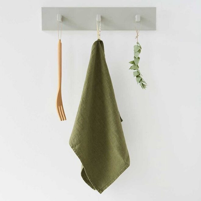 Linen tea towel Martini Olive