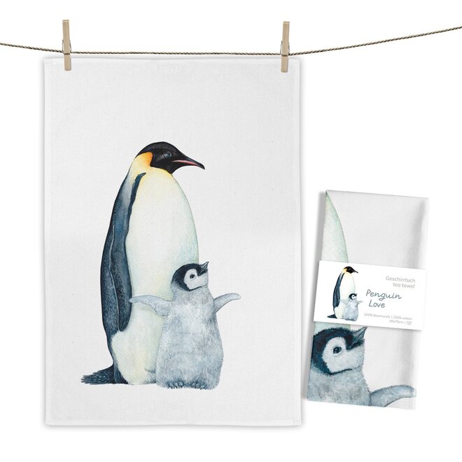 Tea towel Penguin Love