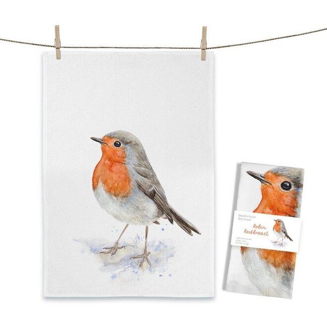 Tea towel Robin Redbreast