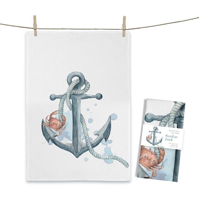 Tea towel Anchor with crab