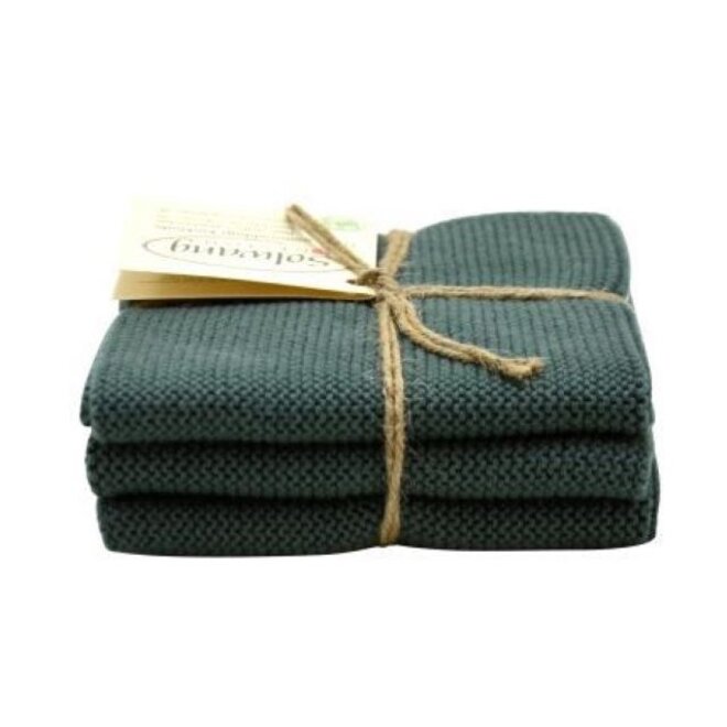 Set knitted dishcloths  Dark Petrol (35-35-35)