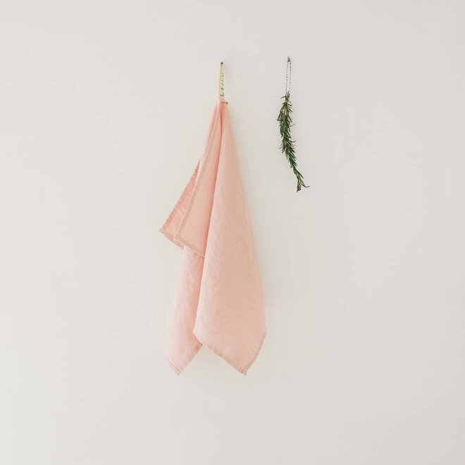 Linen tea towel Misty Rose