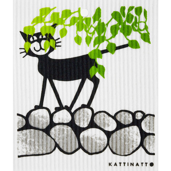 Vaatdoek Kat op stenen muur