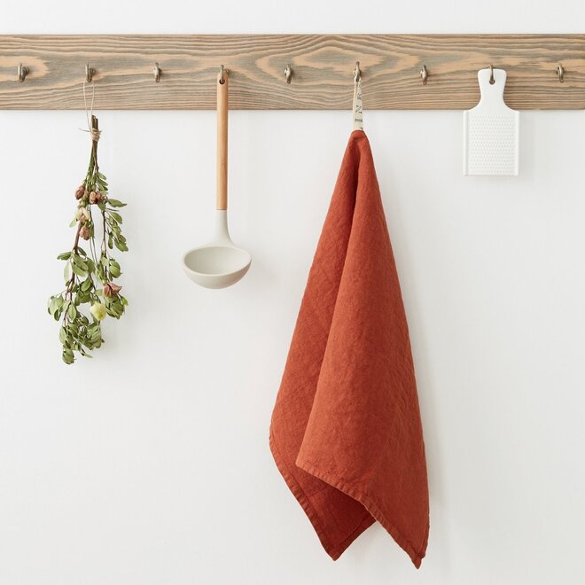 Linen tea towel Baked Clay