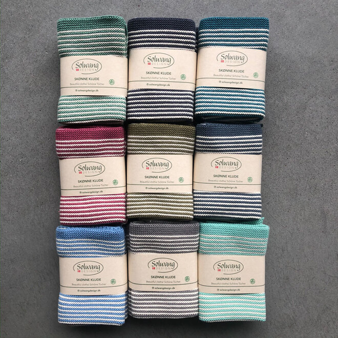 Set gebreide vaatdoeken Nature/Warm Grey Stripes (0286)
