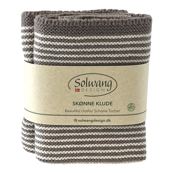 Set gebreide vaatdoeken Nature/Warm Grey Stripes (0286)