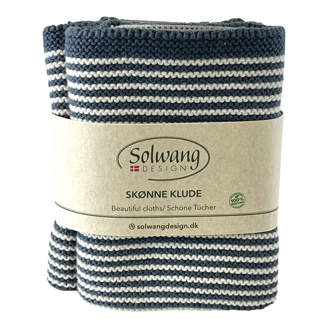 Set gebreide vaatdoeken Nature/Dark Rustic Blue (02102)