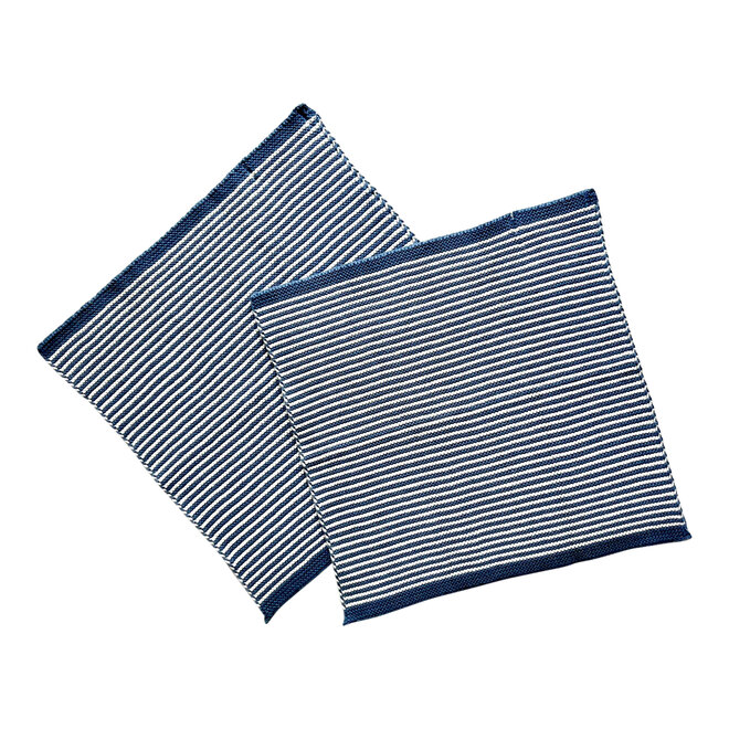 Set gebreide vaatdoeken Nature/Dark Rustic Blue (02102)