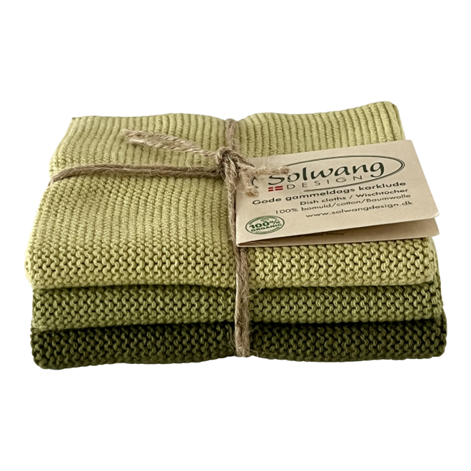 Set gebreide vaatdoeken Moss Green Combi (140-141-142)