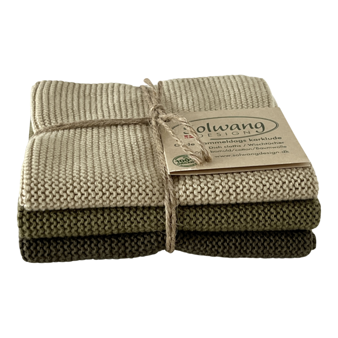 Set gebreide vaatdoeken Olive Combi (03-32-94)