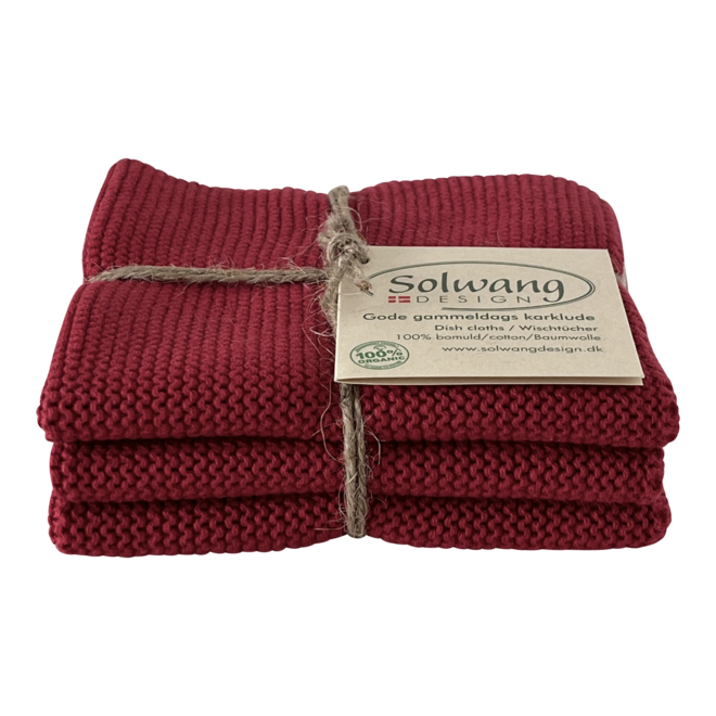 Set gebreide vaatdoeken 3x Deep Red (78-78-78)