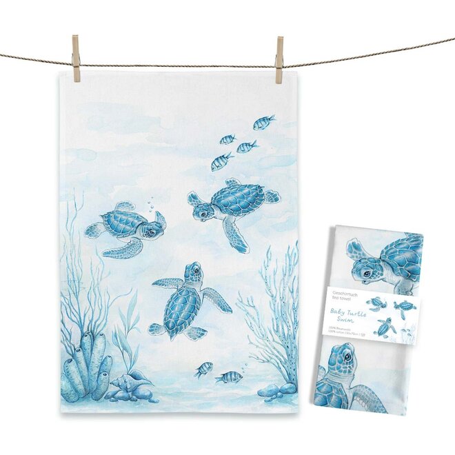 Tea towel Baby Turtle Swim
