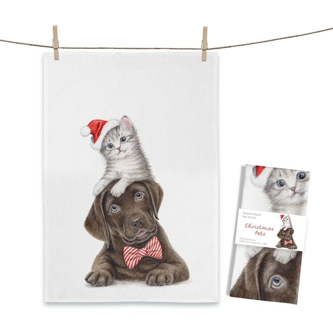 Tea towel Christmas Pets