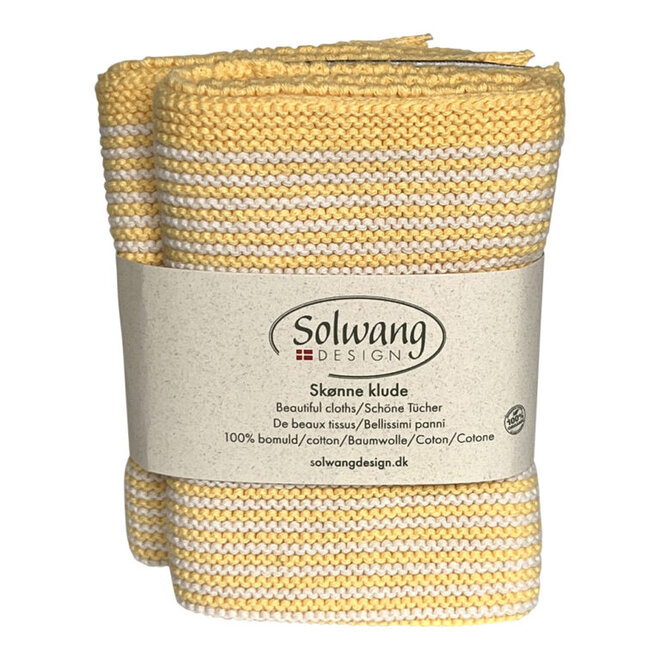 Set gebreide vaatdoeken Stripes Nature - Yellow (0205)