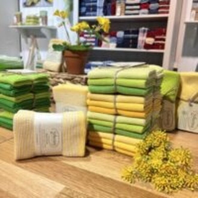 Set gebreide vaatdoeken Stripes Nature - Yellow (0205)