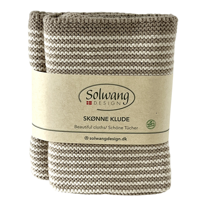 Set gebreide vaatdoeken Stripes Nature - Khaki (0213)