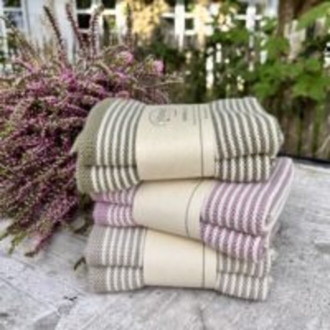Set gebreide vaatdoeken Stripes Nature - Khaki (0213)