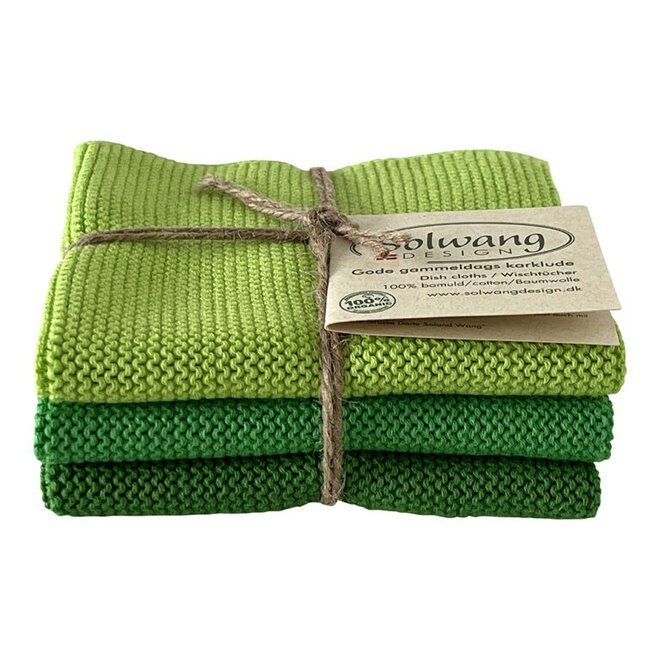 Set knitted dishcloths Nougat Moss Green Combi (140-141-142) - Copy