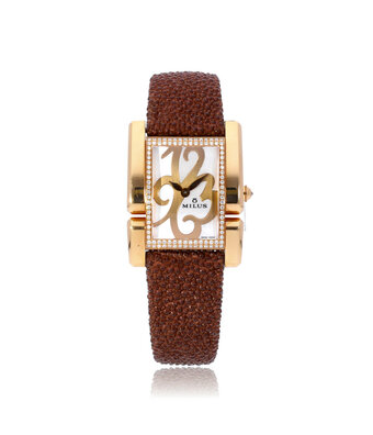 Milus Apiana  40 rose gold MOP diamond bezel