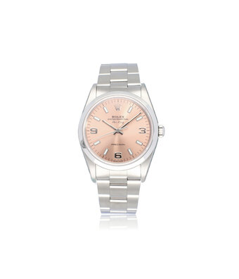 Rolex Air-king 34 steel pink - salmon E-serial 1991 + papers | NEW ROLEX SERVICE