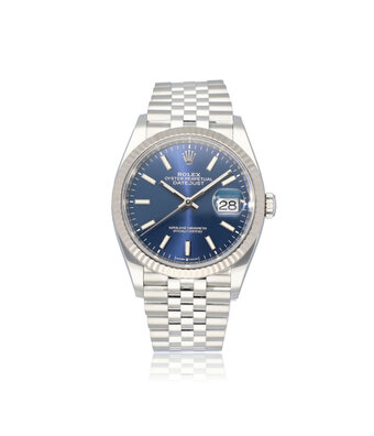 Rolex Datejust 36 steel - white gold fluted blue Jubilee 2020 + papers