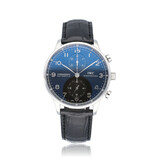 IWC Portugieser Chronograph Automatic 41 steel black 2007 box + papers | NEW IWC STRAP