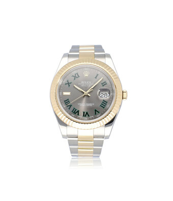 Rolex Datejust II 41 steel - gold Wimbledon - grey roman fluted 2012 box + papers