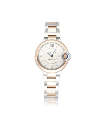 Cartier Ballon Bleu de Cartier  33 rose gold steel silver diamond | ref. 4374 | box + papers