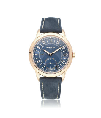 Patek Philippe Calatrava Travel Time 42 rose gold blue UNWORN 2024 box + papers