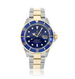 Rolex Submariner Date 40 steel - gold blue - bluesy 1998 box + papers | NEW ROLEX SERVICE