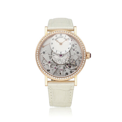 Tradition 37 rose gold skeleton diamond factory bezel 2022 box + papers