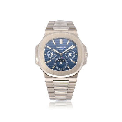 Nautilus Perpetual Calendar 40 white gold blue 2020 box + papers