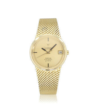 Omega Constellation f300Hz Electronic Chronometer Tuningfork 35 gold mesh | NEW OMEGA SERVICE