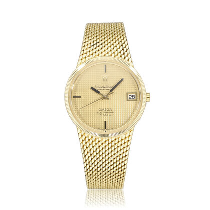 Constellation f300Hz Electronic Chronometer Tuningfork gold mesh | NEW OMEGA SERVICE