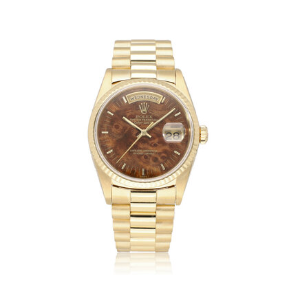 Day-Date 36 yellow gold President wooden 1989 + papers | NEW ROLEX SERVICE