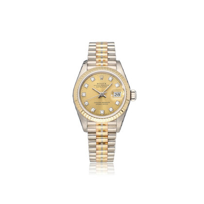 Lady-Datejust 26 Tridor white gold yellow gold diamond champagne 1990