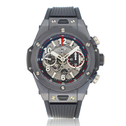 Big Bang Unico Black Magic Chrono 45 ceramic black skeleton 2018 box + papers