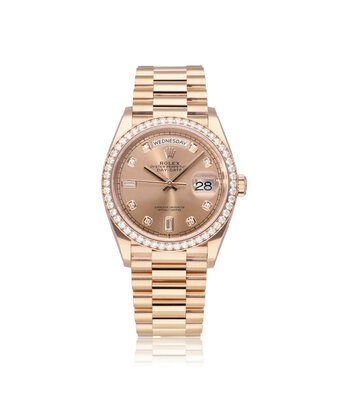 Rolex Day-Date 36 rose gold factory diamond President 2022 B+P | NEW ROLEX SERVICE