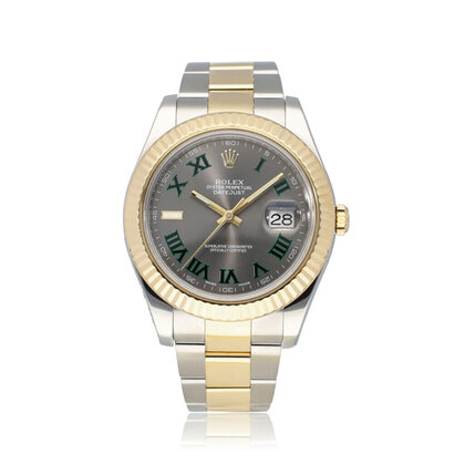 Datejust 41 steel - yellow gold fluted slate Wimbledon roman