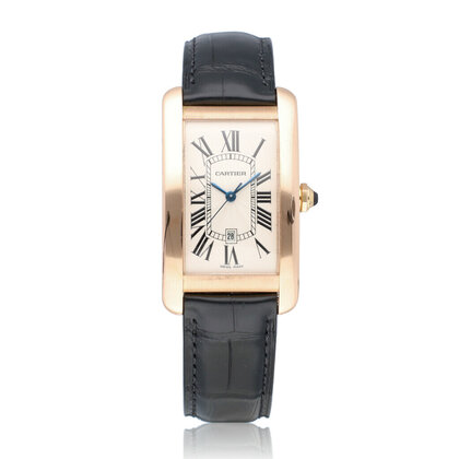 Tank Américaine 34,8 rose gold date | ref. 2505 | 2014 B+P | NEW CARTIER STRAP