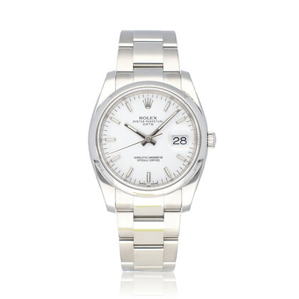Date 34 steel white - milk 2018 box + papers